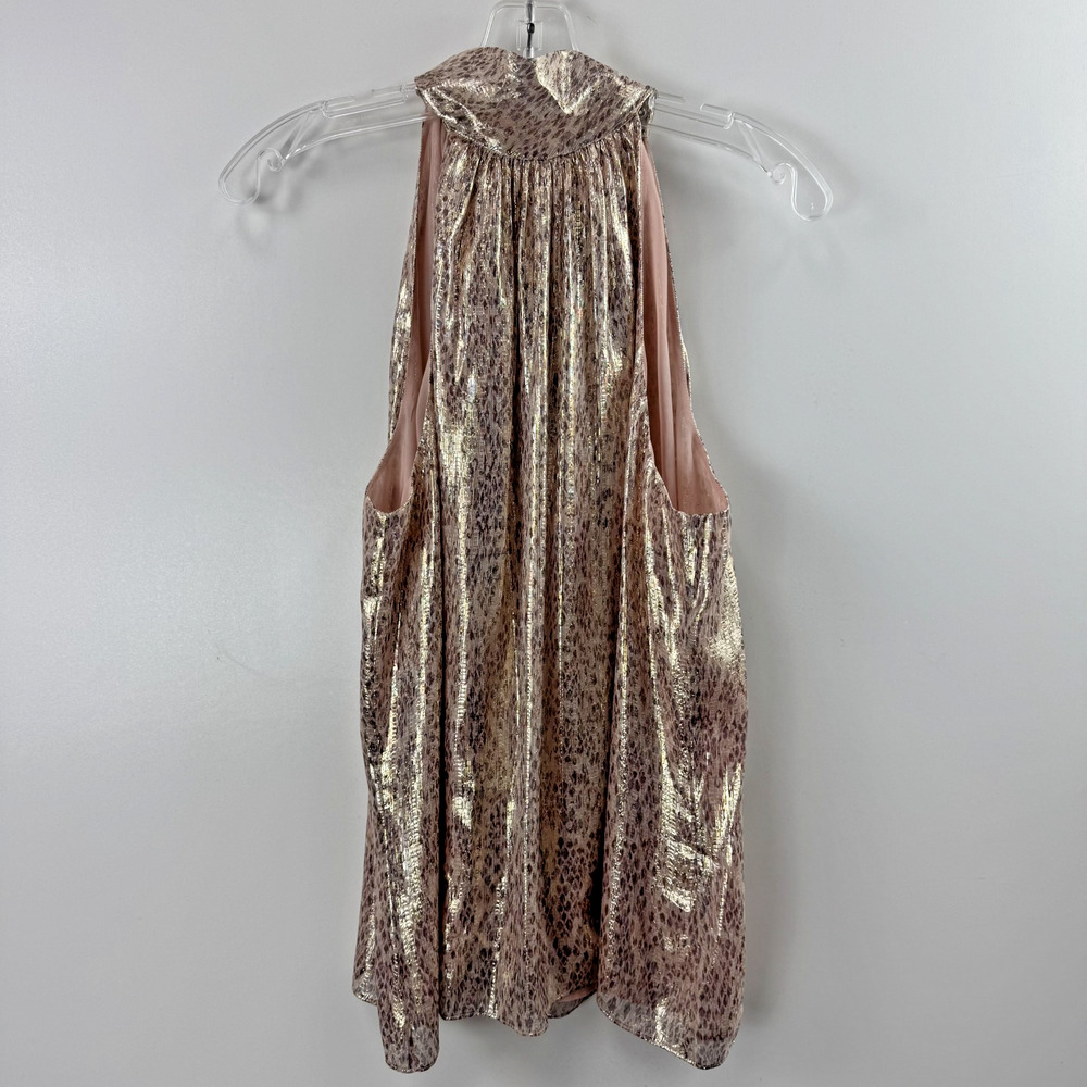 NWT $295 Ramy Brook Lori Pink Snake Metallic Sleeveless Halter Tie Large New
